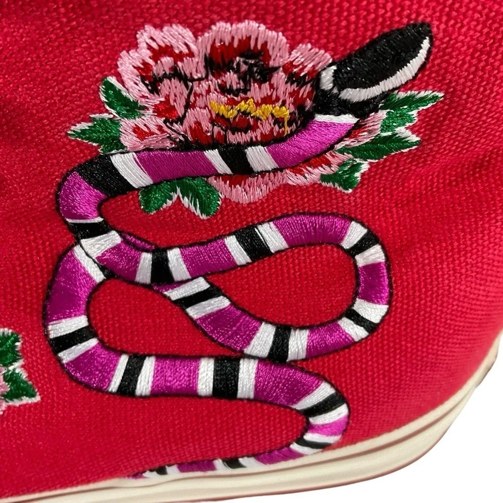 ASH Vanina Hi-Top Sneakers Canvas Floral Snake Embroidery Size 38 Free People
